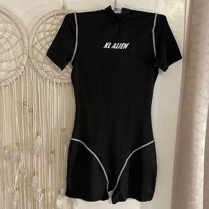 Black White Lining Romper